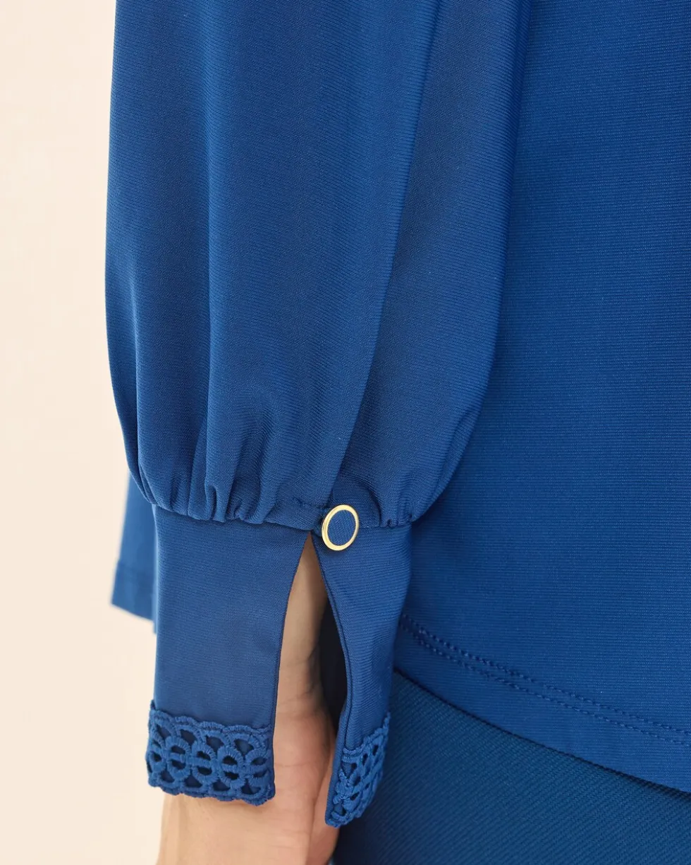 Blusenshirt mit Spitzenkragen