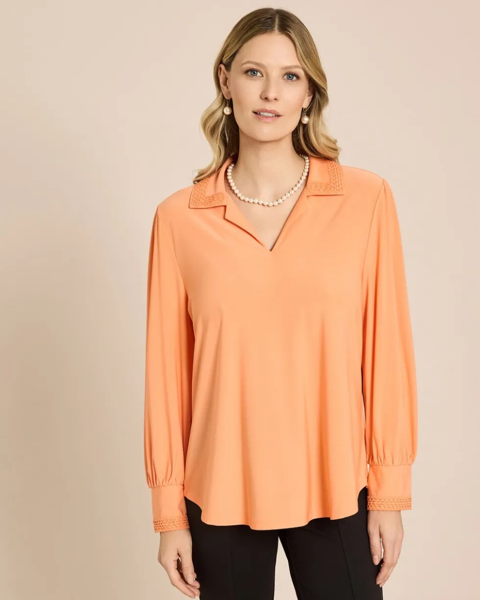 Blusenshirt mit Spitzenkragen