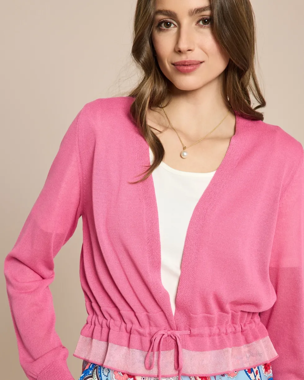 Bolero Strickjacke mit Mesheinsätzen