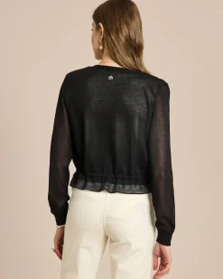 Bolero Strickjacke mit Mesheinsätzen