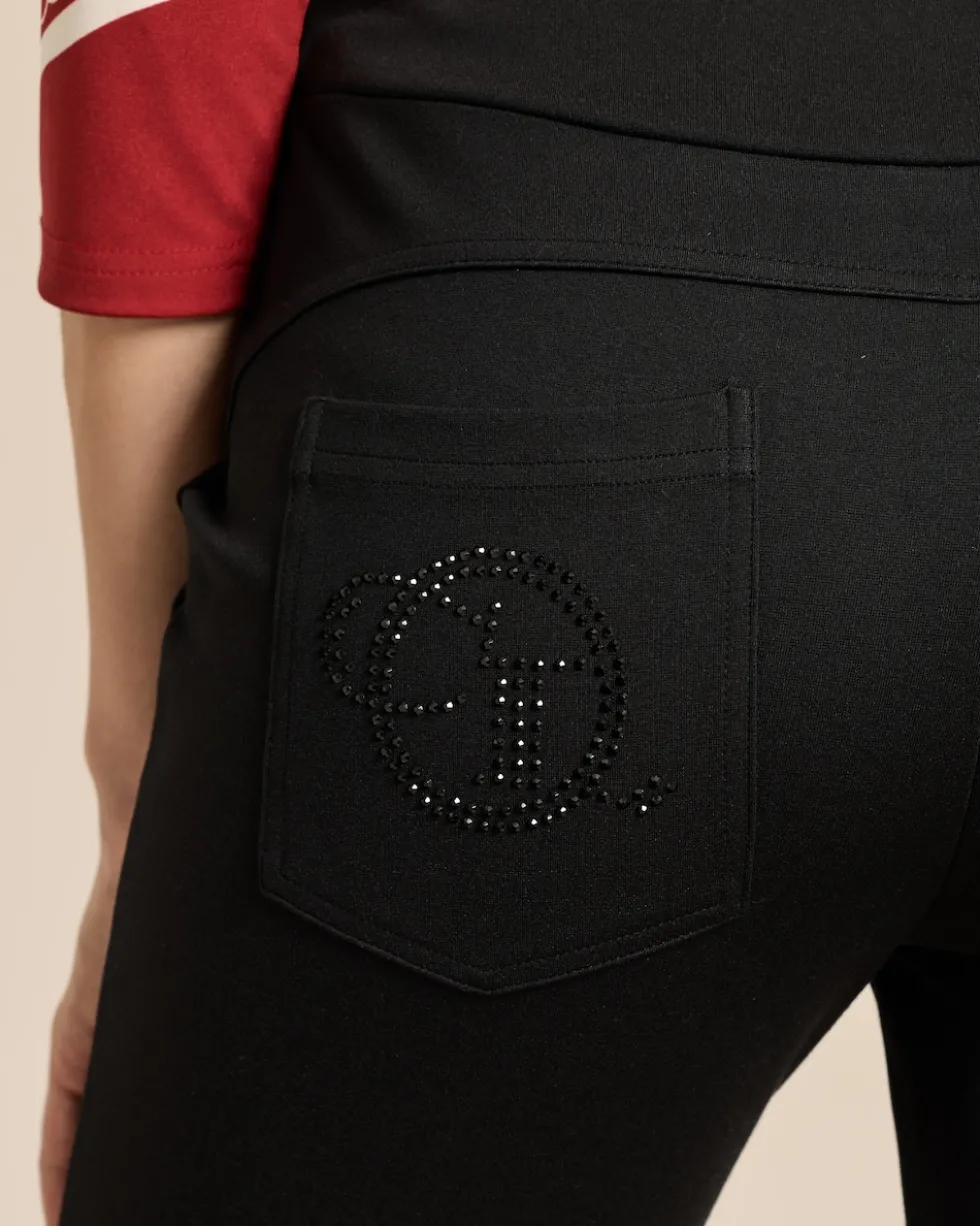 Bootcut Hose aus Ponte mit Steinchen