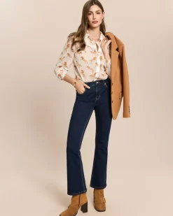 Bootcut Jeans mit Zierstepp