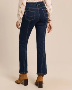 Bootcut Jeans mit Zierstepp