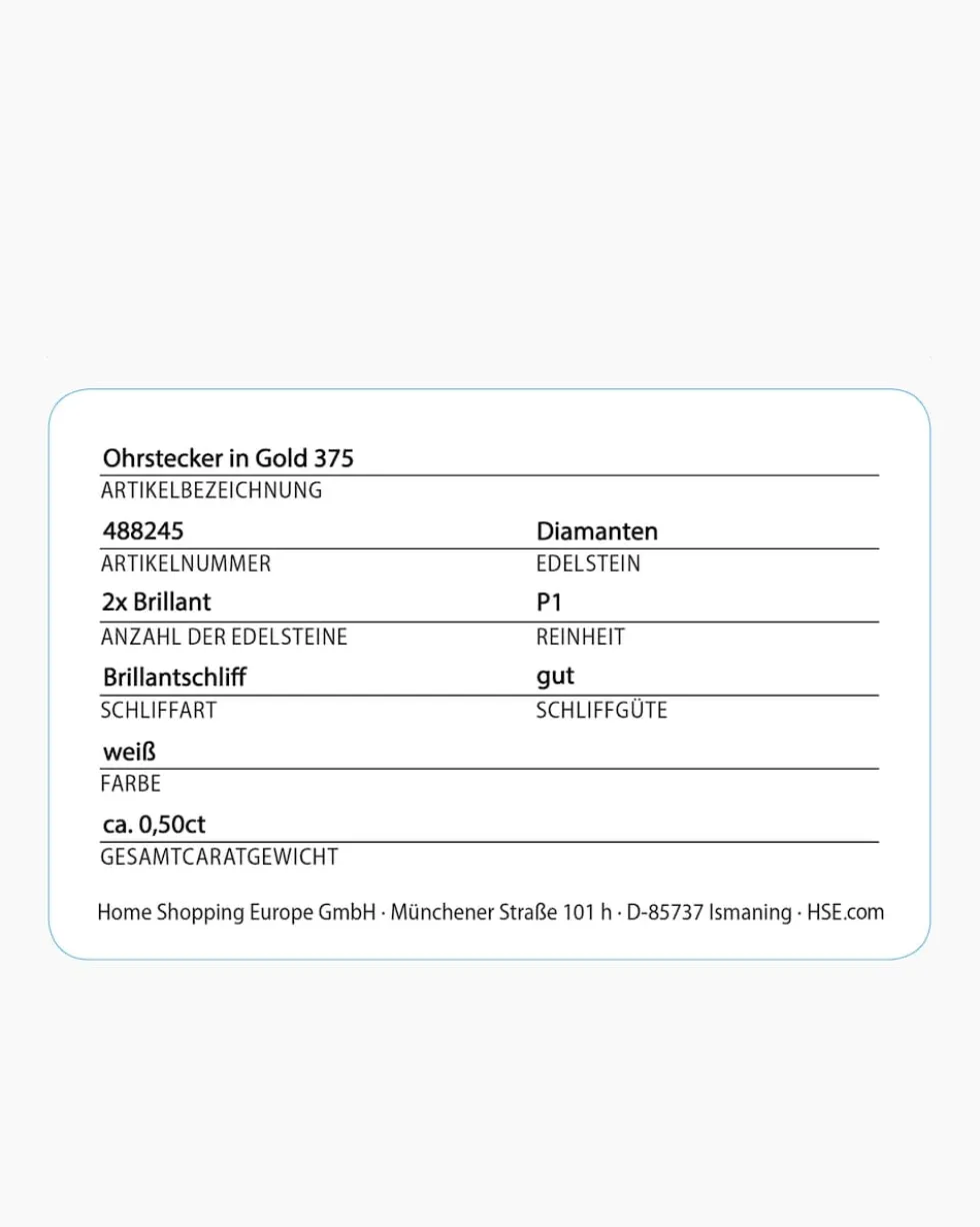 Brillant-Ohrstecker 0,50 ct