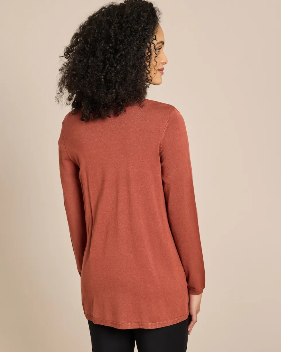 Cardigan 1/1-Arm mit Ajour-Rippe