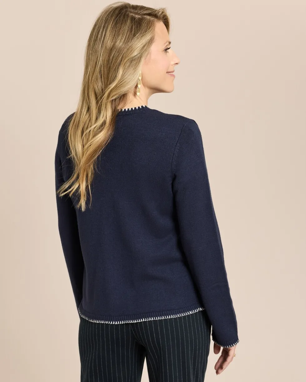 Cardigan mit Dekostichen in Kontrast