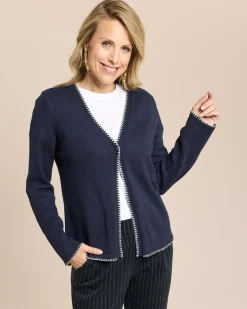 Cardigan mit Dekostichen in Kontrast