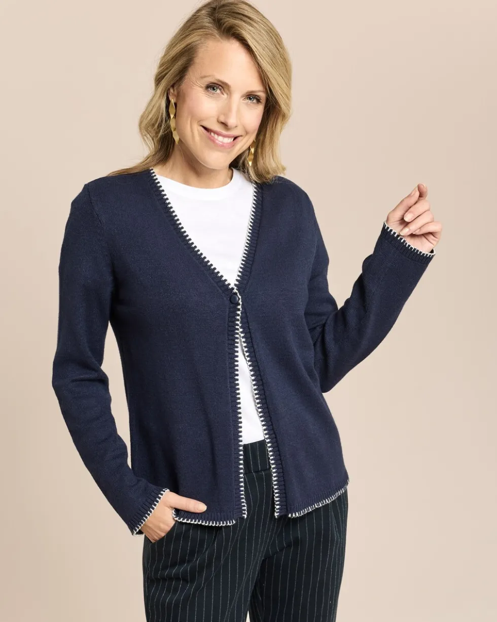 Cardigan mit Dekostichen in Kontrast