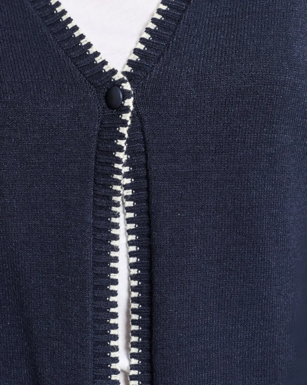 Cardigan mit Dekostichen in Kontrast
