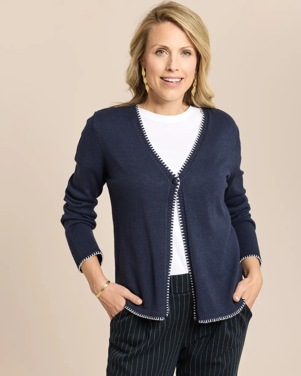 Cardigan mit Dekostichen in Kontrast