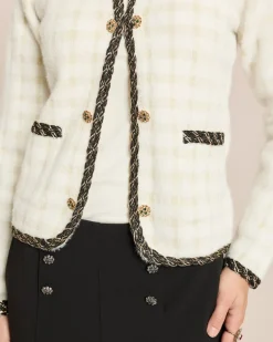 Cardigan mit Karomuster und Kontrast