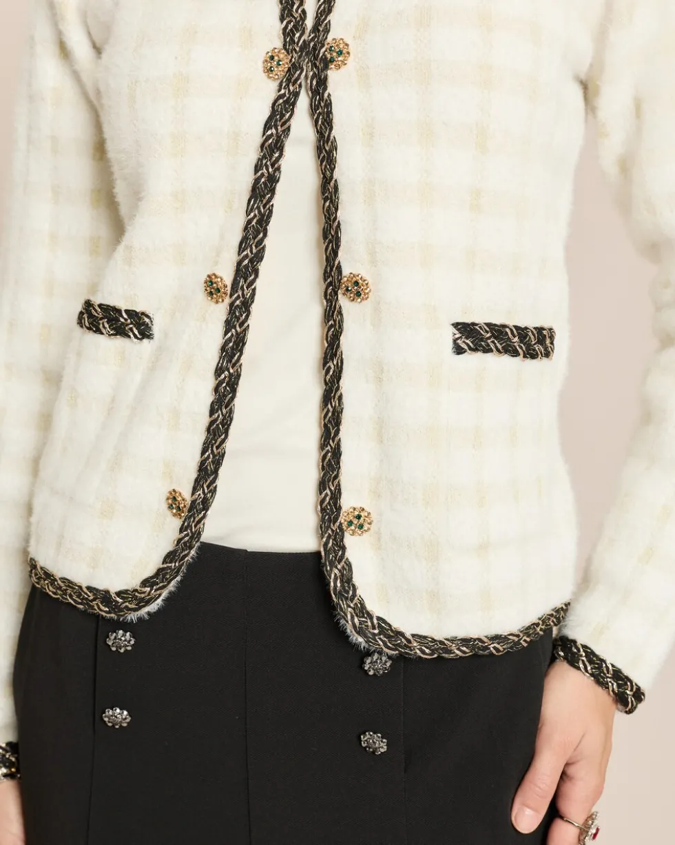 Cardigan mit Karomuster und Kontrast