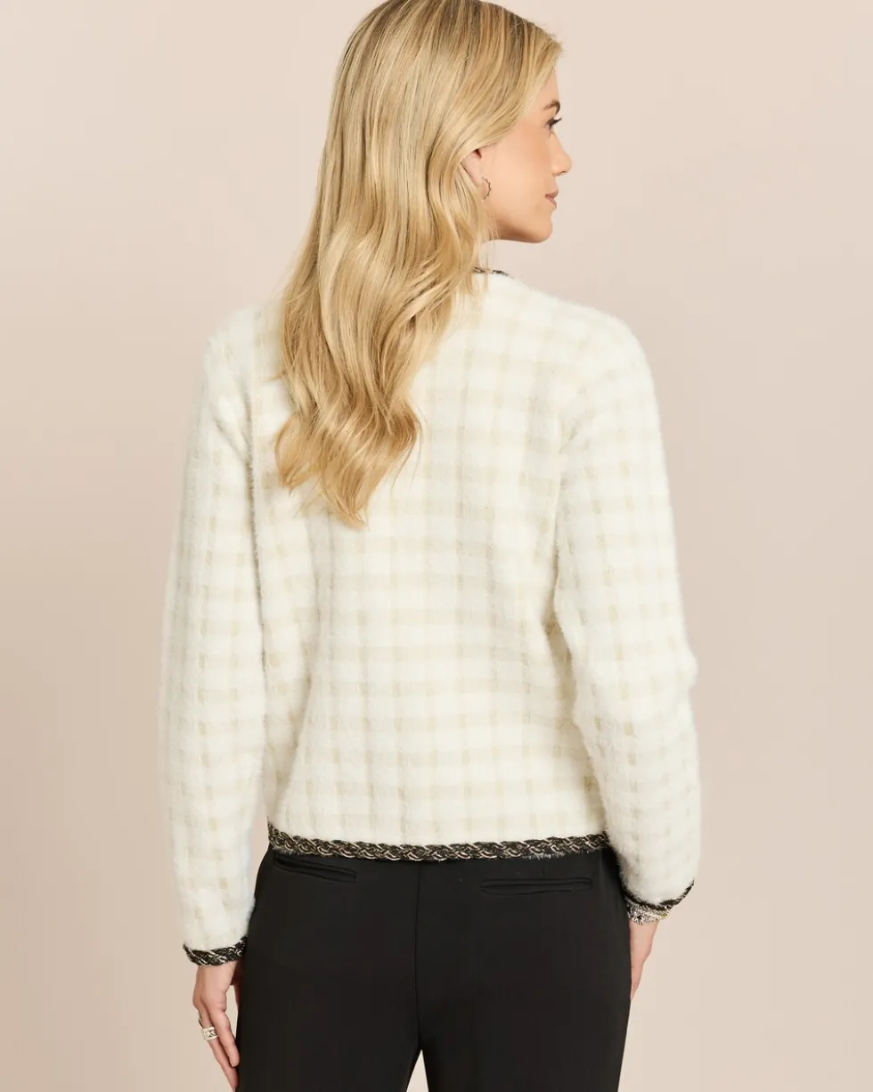 Cardigan mit Karomuster und Kontrast