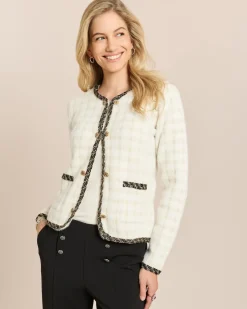 Cardigan mit Karomuster und Kontrast