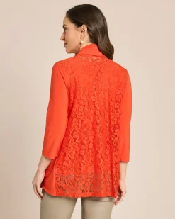 Cardigan mit Spitzenbesatz