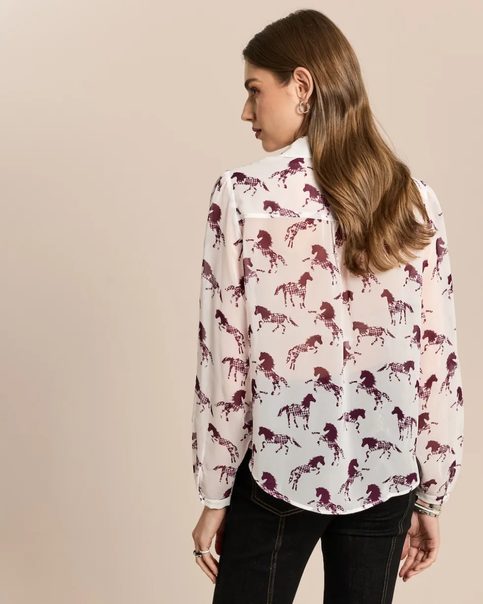 Chiffon-Bluse mit Motivdruck