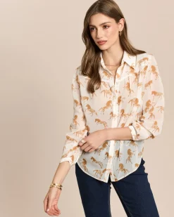 Chiffon-Bluse mit Motivdruck