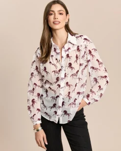 Chiffon-Bluse mit Motivdruck