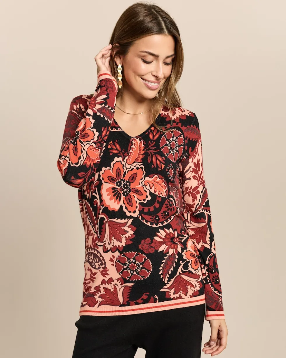 Classic Pullover Paisley-Blüten