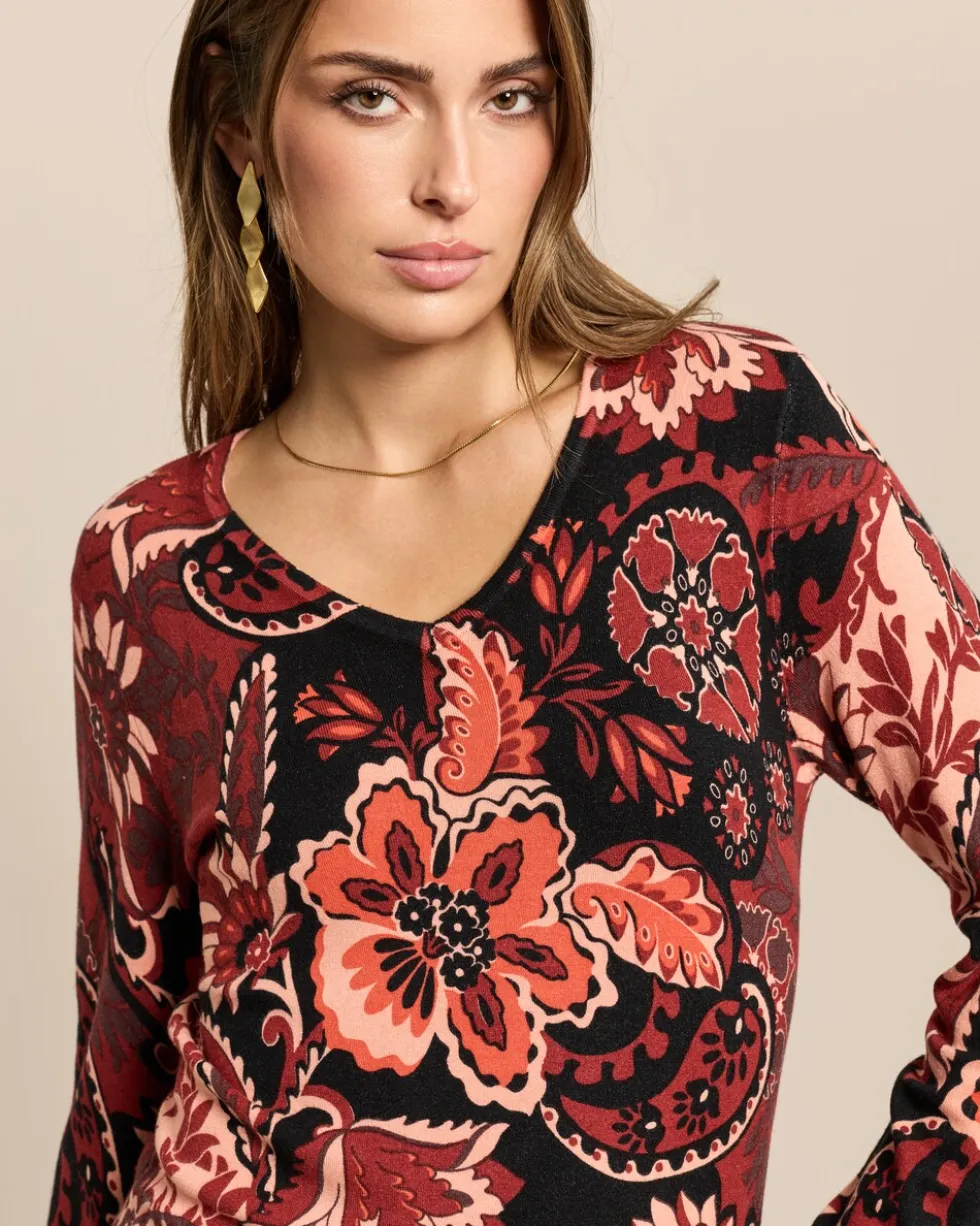 Classic Pullover Paisley-Blüten