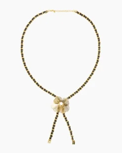 Collier mit Blütenanhänger und Zirkonia