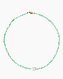 Collier mit Chrysopras, SWZ-Perle & Hämatit