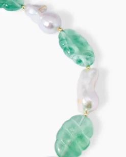 Collier mit Fluorit, Süßwasserperlen & Hämatit