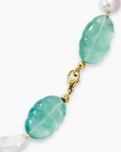 Collier mit Fluorit, Süßwasserperlen & Hämatit