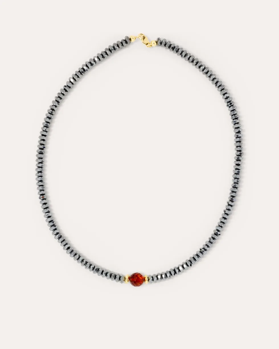 Collier mit Hämatit & Bernstein