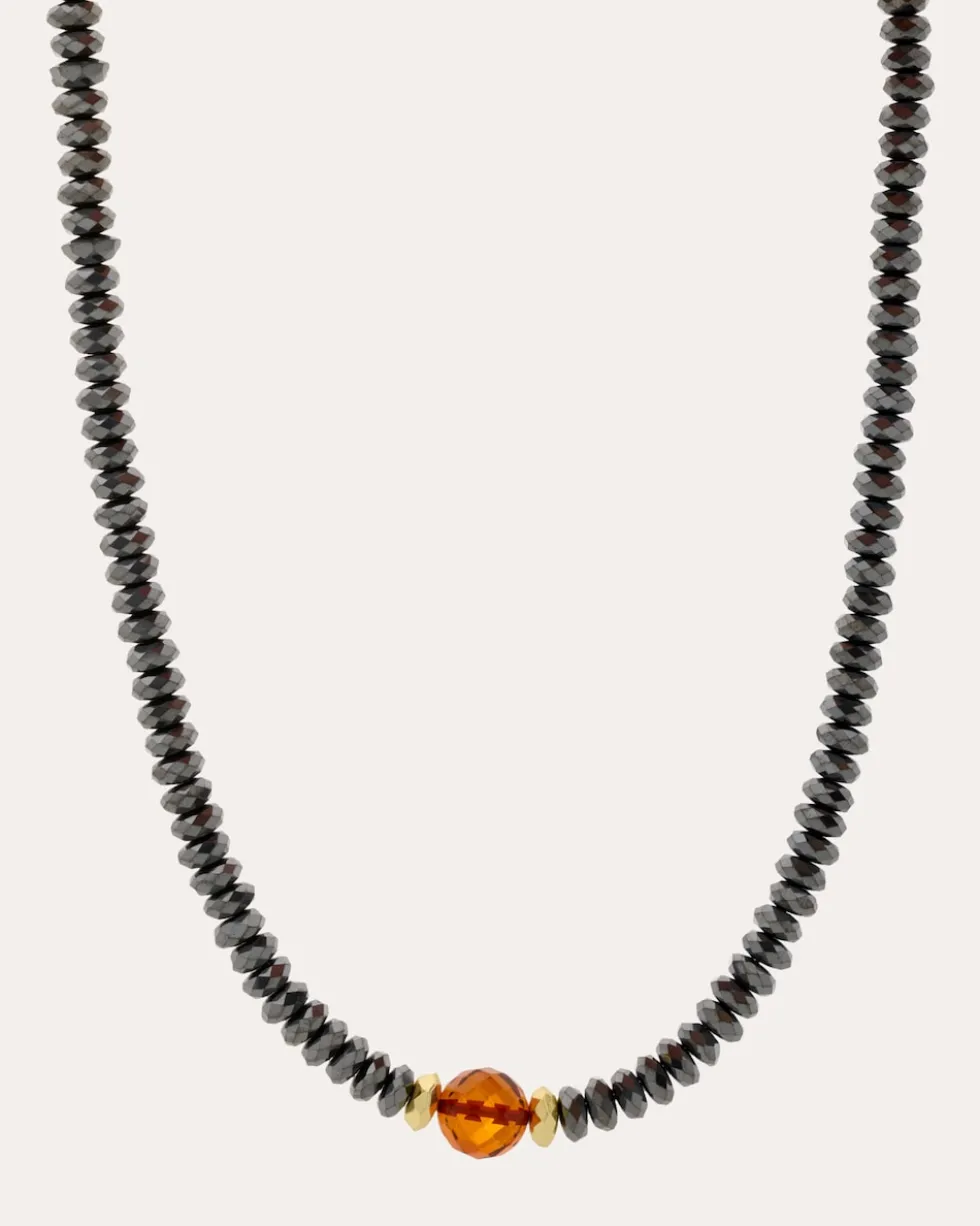 Collier mit Hämatit & Bernstein