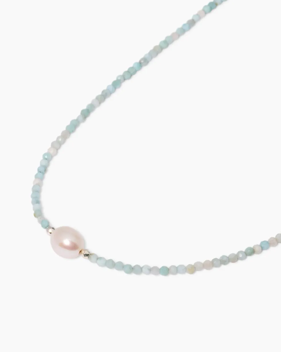 Collier mit Larimar, SWZ-Perle & Hämatit
