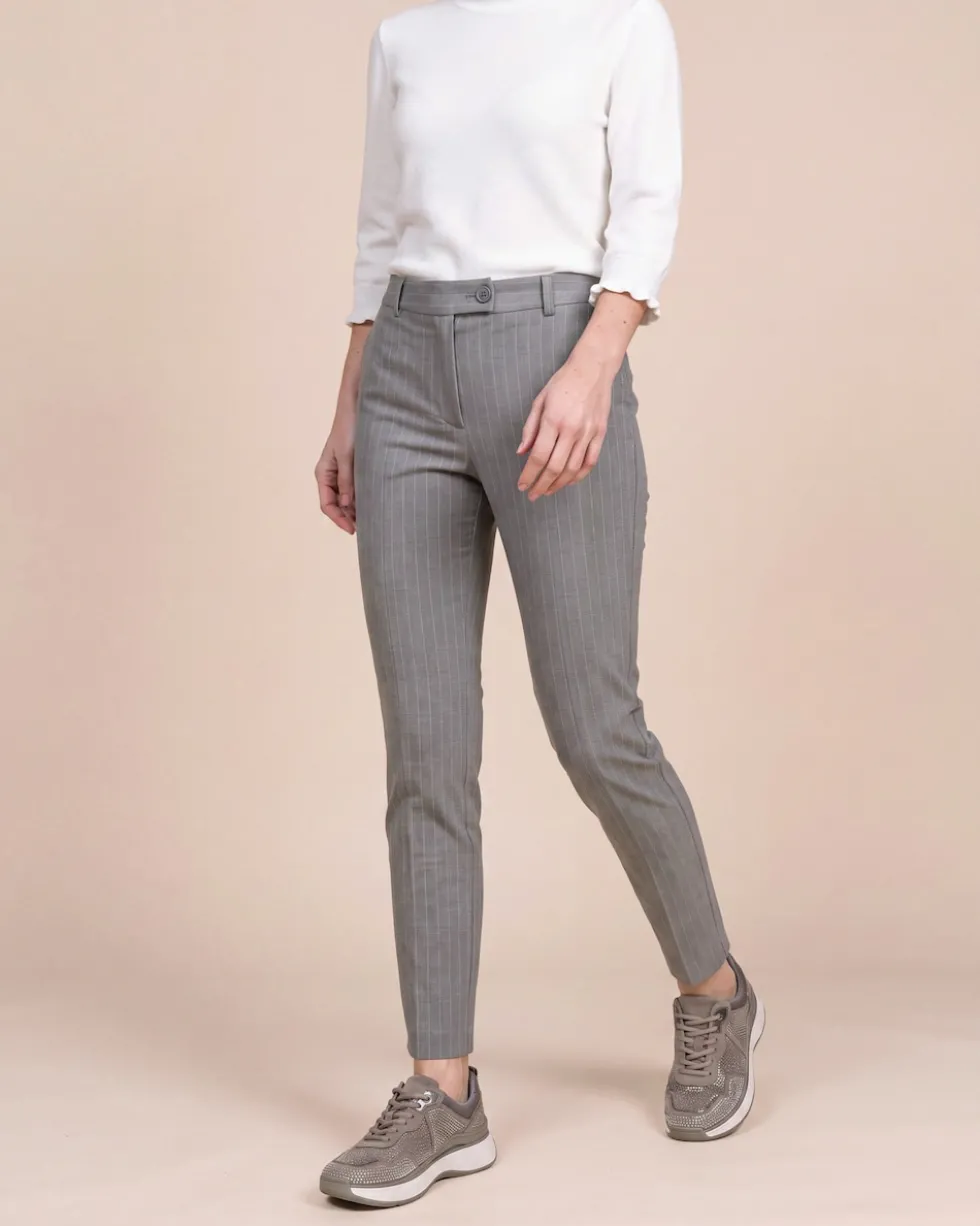"Couture" Slim Fit Ponte Hose Nadelstreifen