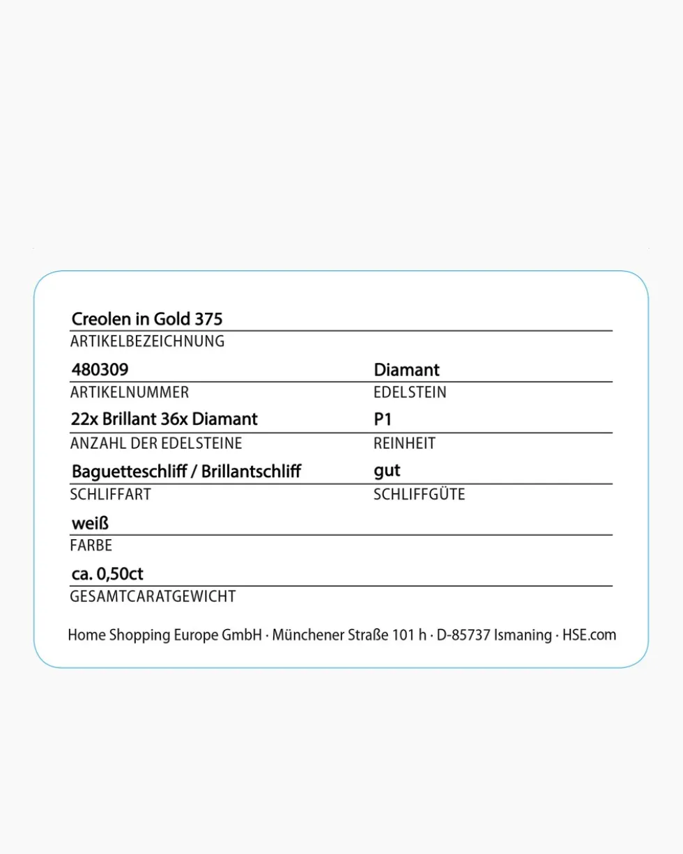 Creolen mit Brillant + Diamant, ca. 0,50 ct
