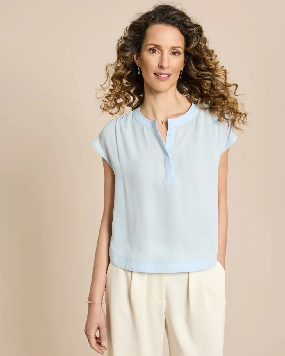 Crepe de Chine Bluse kurzarm