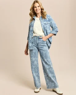 Denim Overshirt mit Blumendruck
