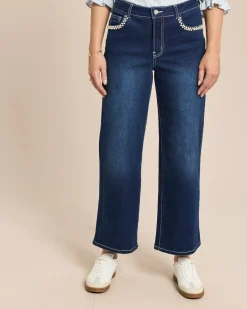 Denim Wide Leg mit Perlendekoration