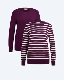 Doppelpack Pullover uni & gestreift