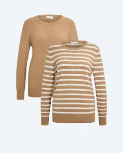 Doppelpack Pullover uni & gestreift