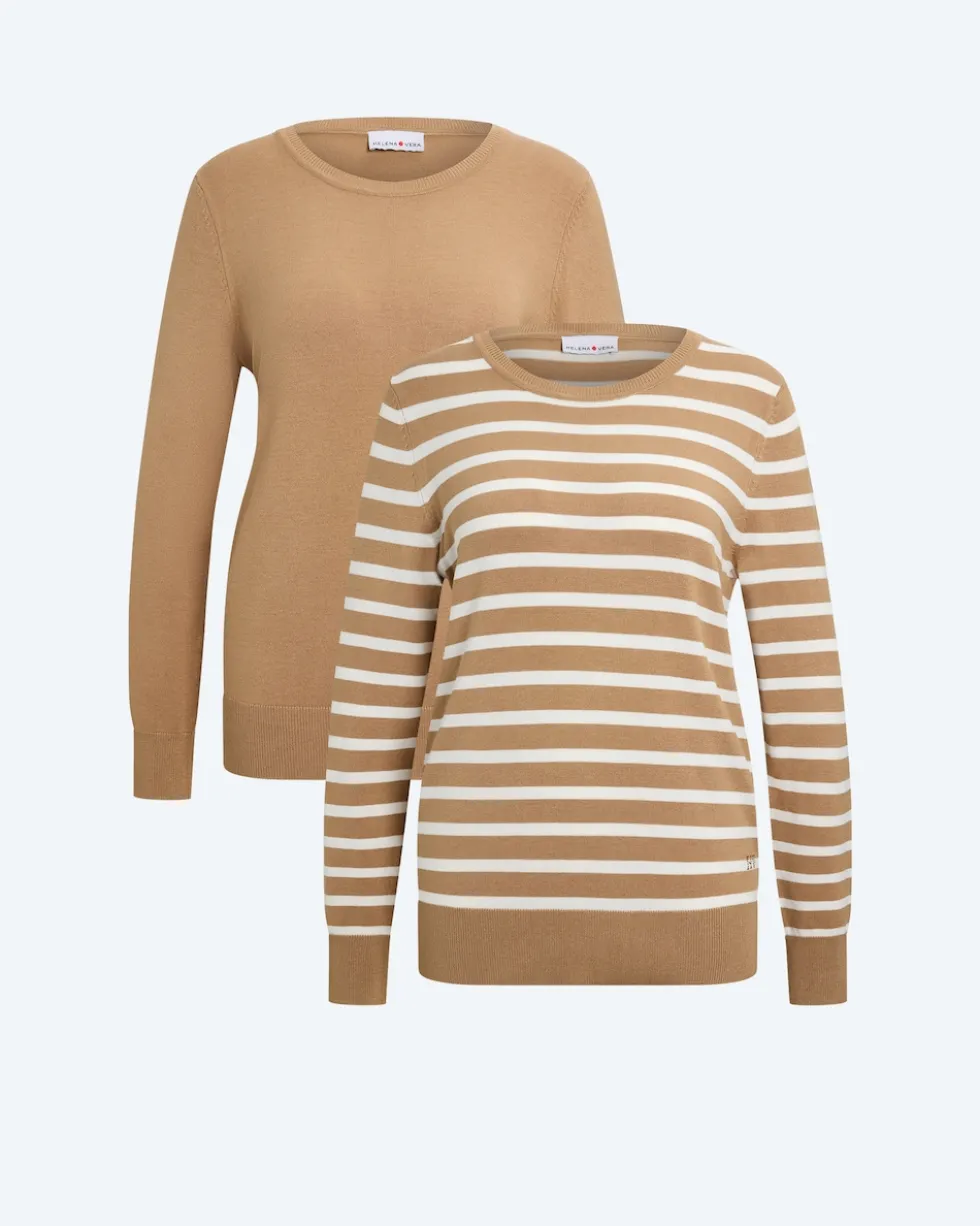 Doppelpack Pullover uni & gestreift