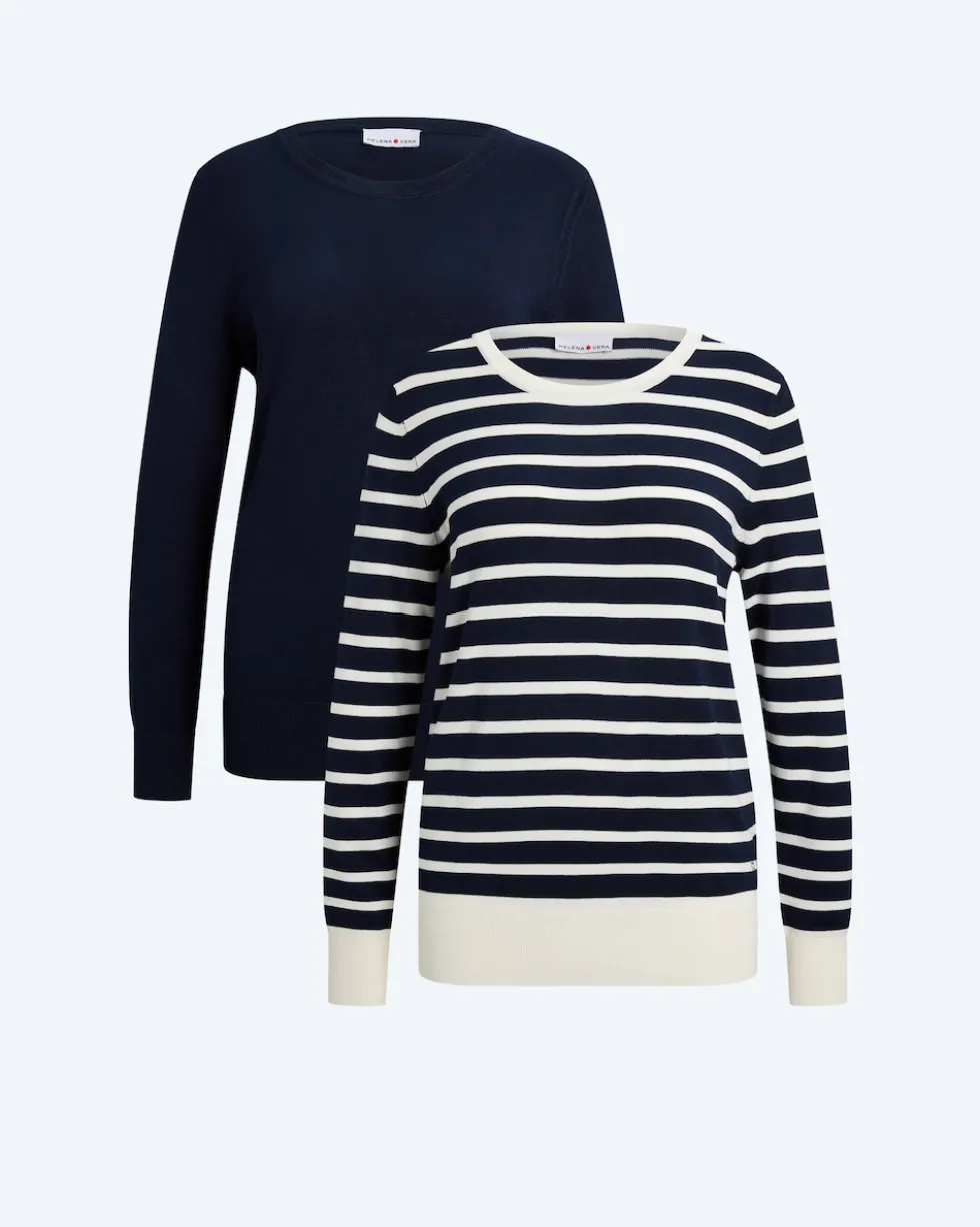 Doppelpack Pullover uni & gestreift