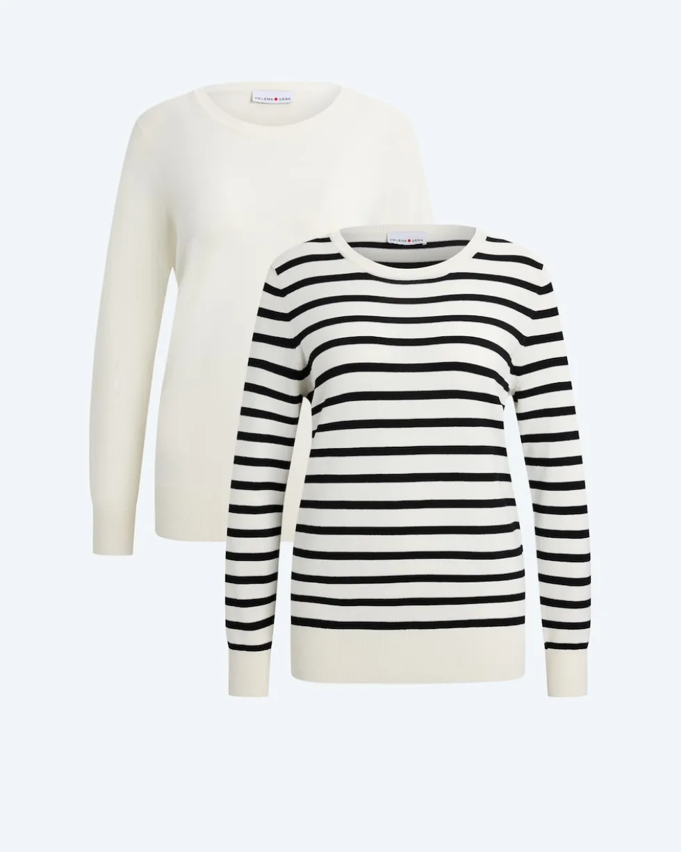 Doppelpack Pullover uni & gestreift