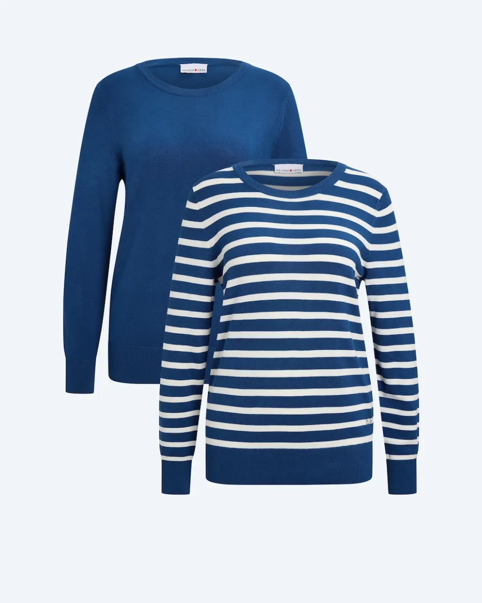 Doppelpack Pullover uni & gestreift