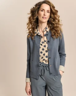 Doubleface-Cardigan mit Metallknöpfen