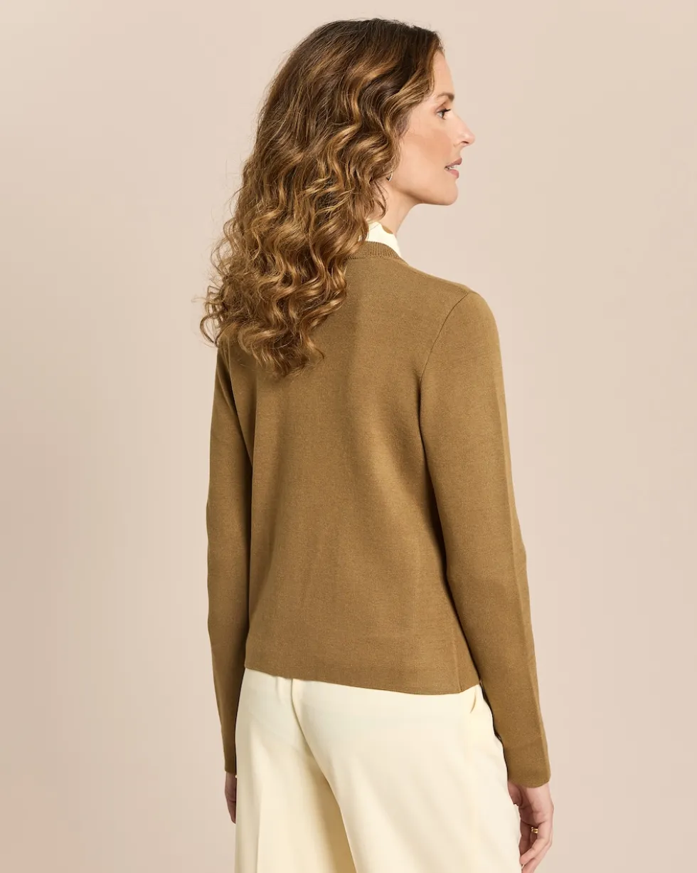 Doubleface-Cardigan mit Metallknöpfen