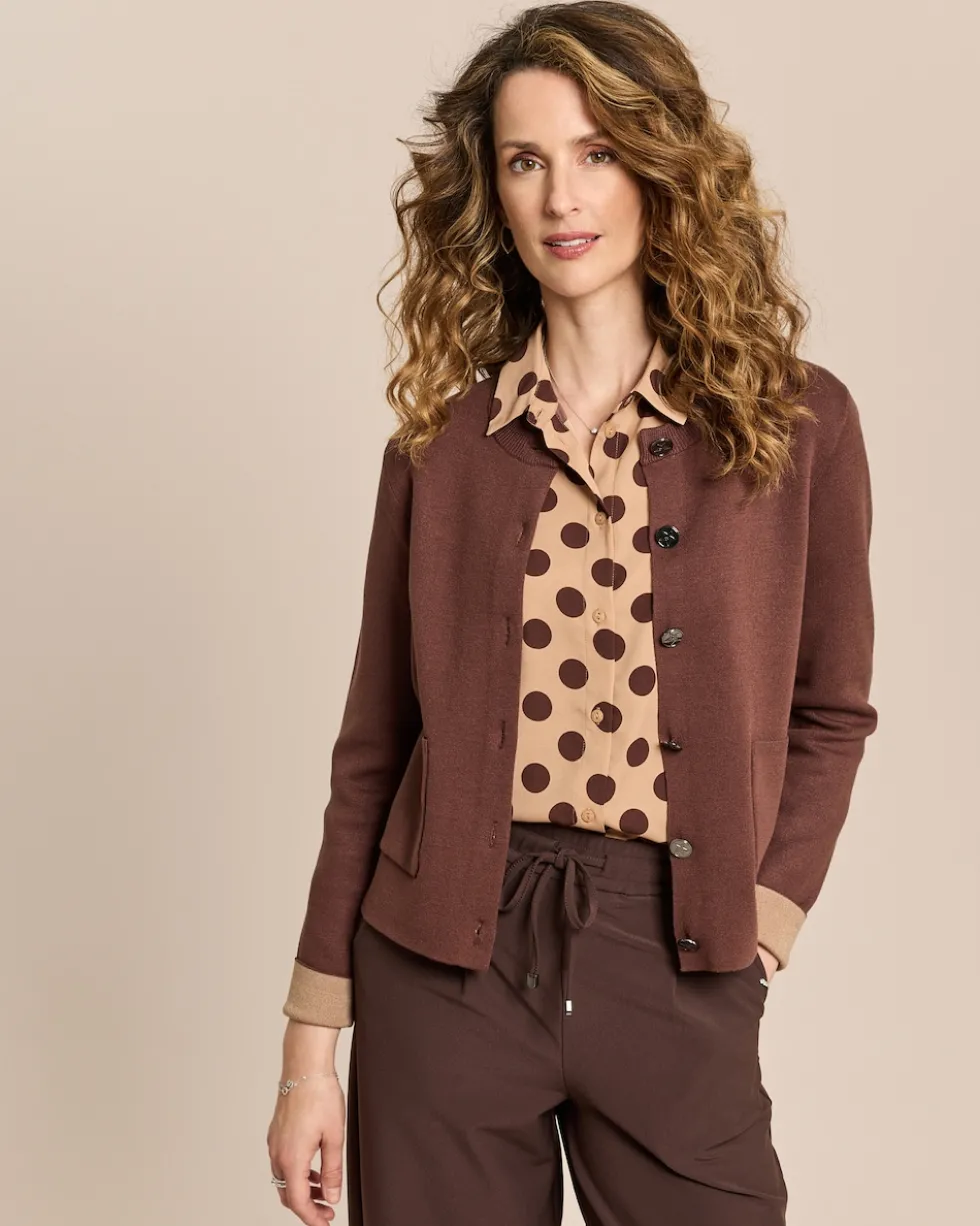 Doubleface-Cardigan mit Metallknöpfen