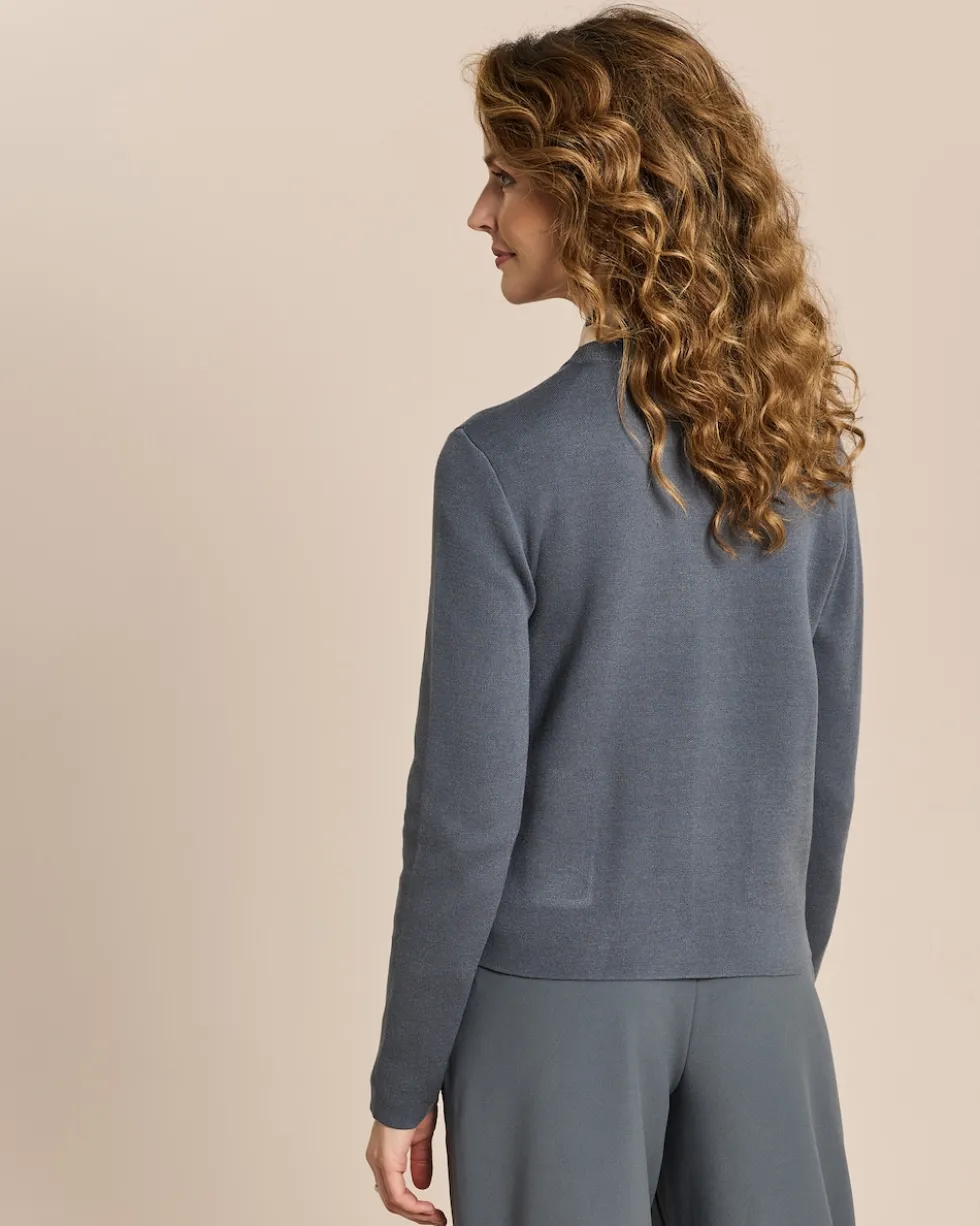 Doubleface-Cardigan mit Metallknöpfen