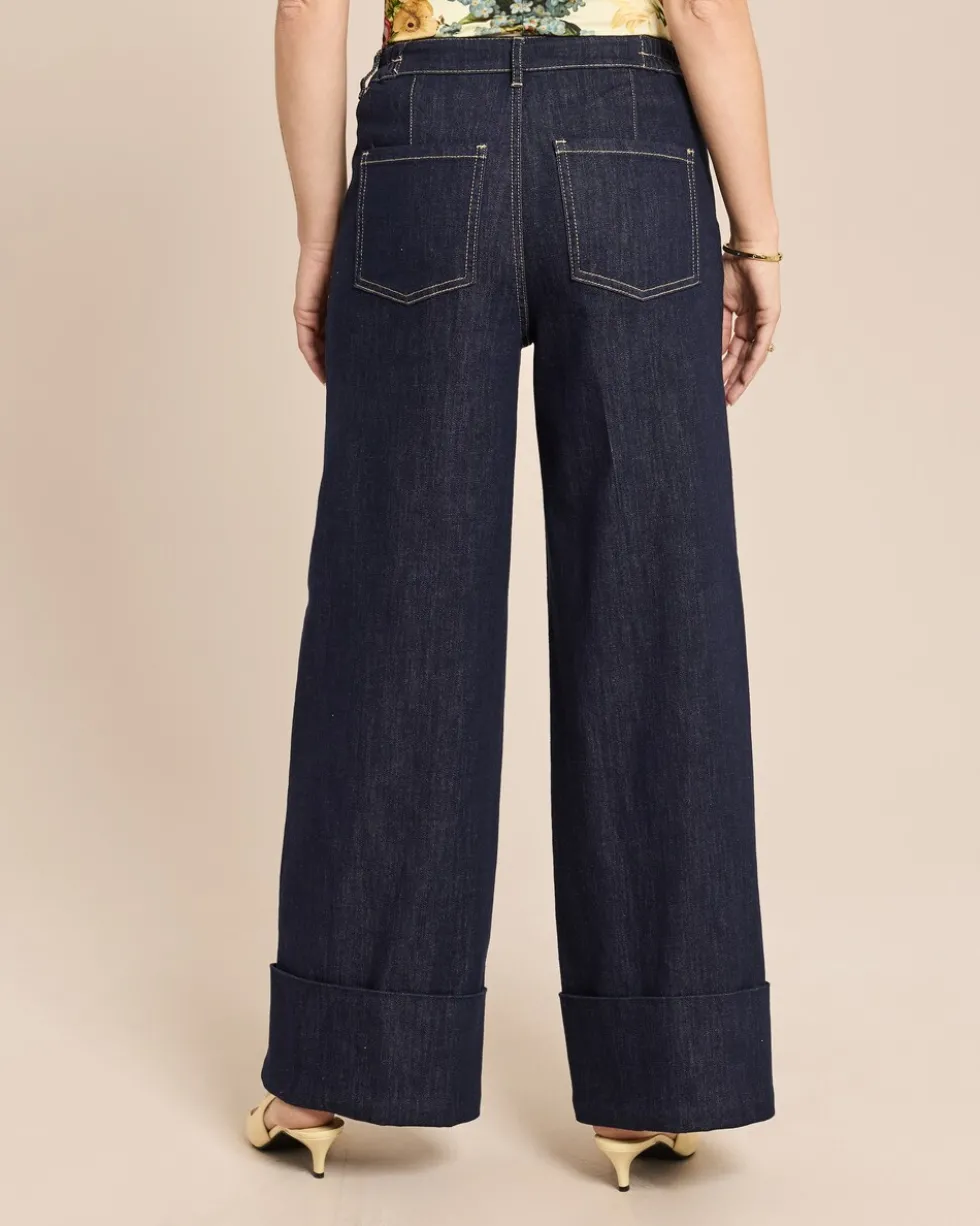 Extra-Wide Leg Jeans mit Umschlag