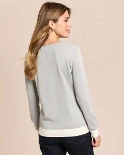 Feinstrick-Pullover mit Metallic-Garn