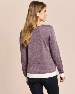 Feinstrick-Pullover mit Metallic-Garn