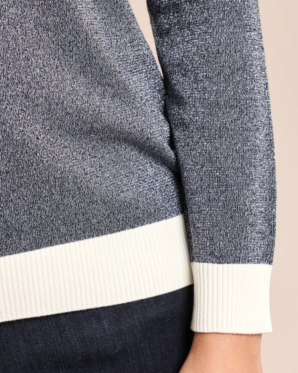 Feinstrick-Pullover mit Metallic-Garn